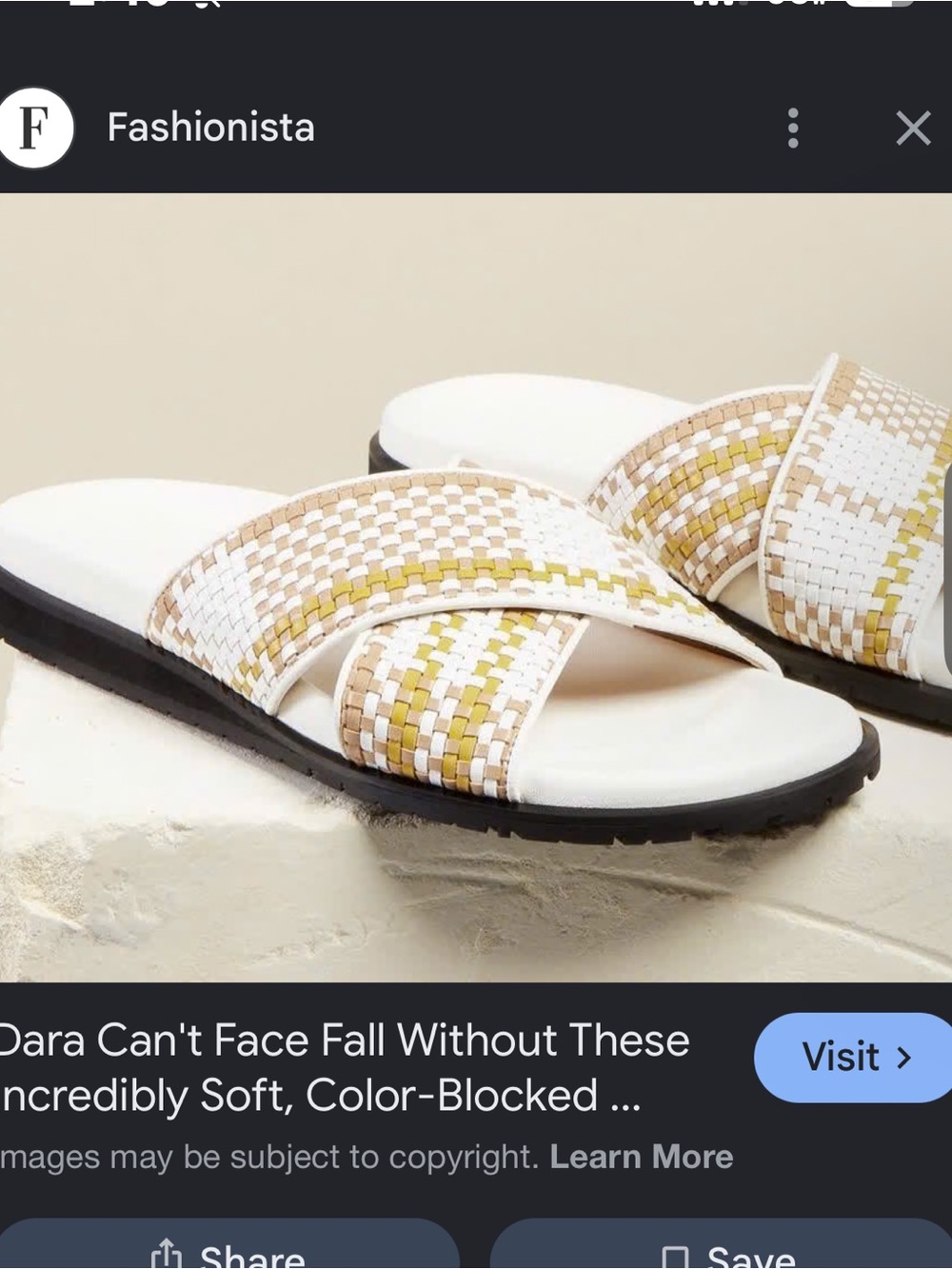 Dear Frances woven slides cream white yellow 38 used clean cross cross $398